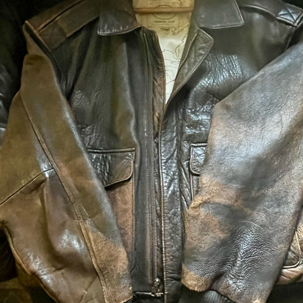 Tanner West Vintage Leather G-1 Style Bomber Jacket,